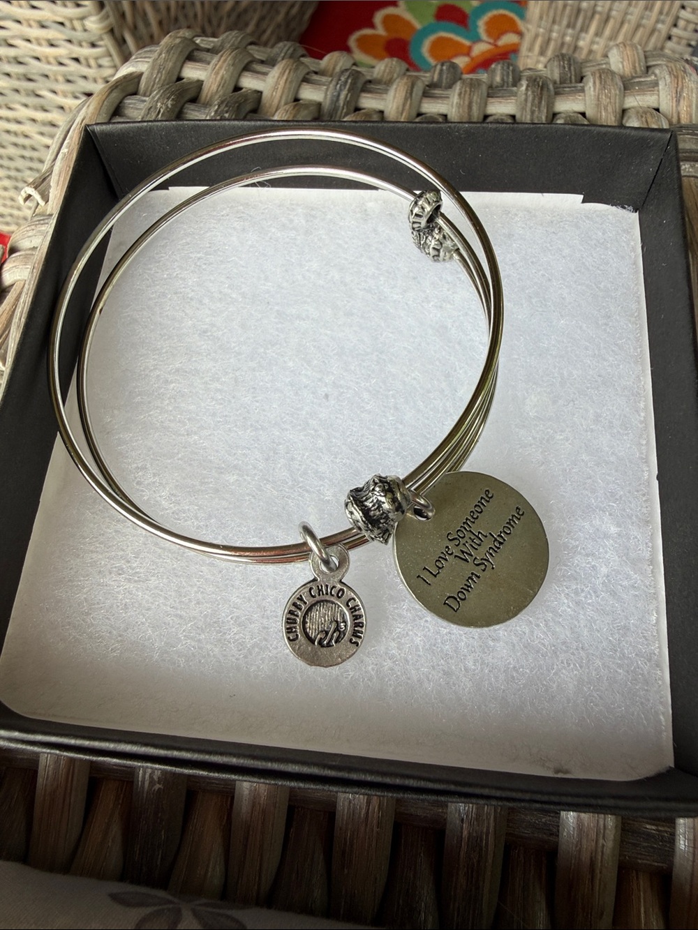 Silver Tone Expandable Bracelet with Inspirational Disc Charm
